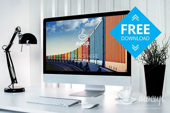  Free Container 5K IMac Mockup PSD