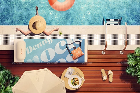 29 Swimming Pool Retro Scene Creator Mockup