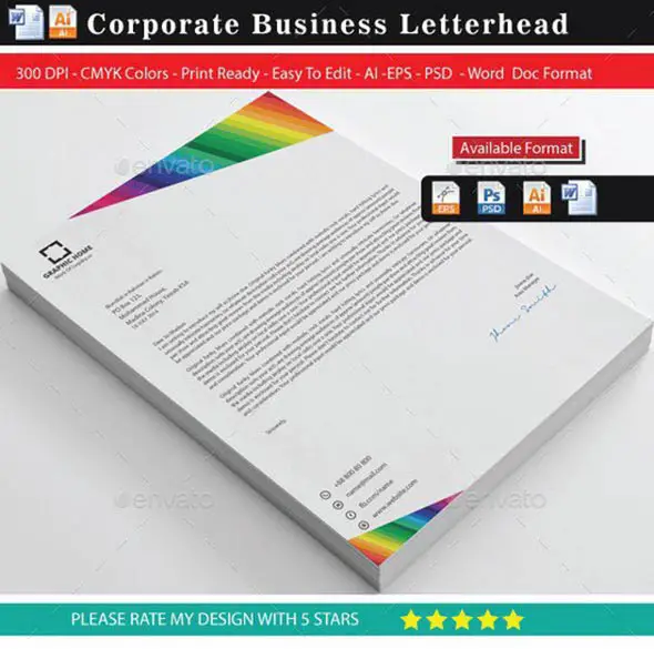 3 Rainbow Colour Letterhead