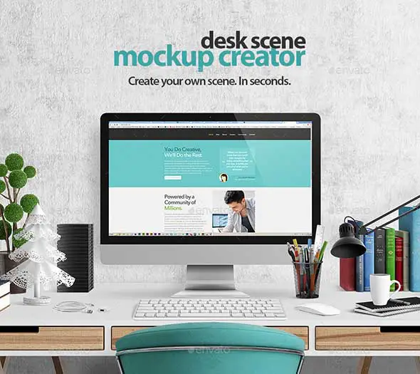 34 Desk Scene Mock-Up Creator