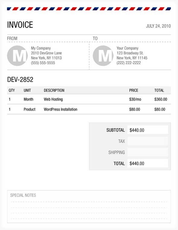 Medical Service Receipt Template