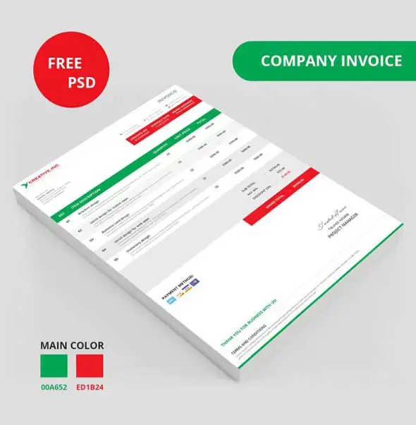 6 Company Invoice Template PSD – Free