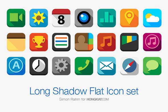  Long Shadow Flat Icon Set
