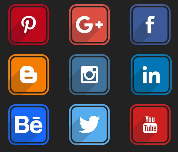  Rounded Flat Social Icons