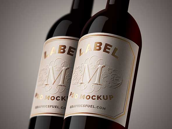 27 Wine Bottle Labels Mockup
