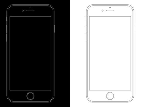Minimal Apple iPhone 6s Wireframe Templates PSD