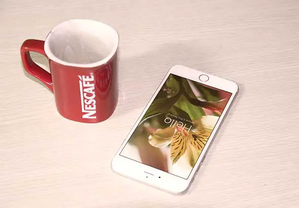 iPhone 6 PSD Mock Ups Template and Coffee Cup