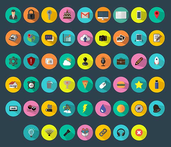  Colorful Flat Icons Vector