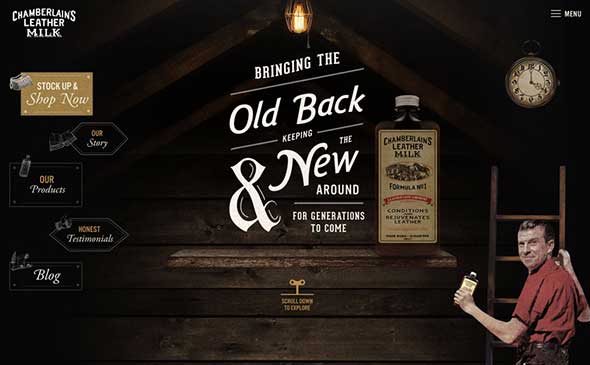 2-Chamberlain's-Leather-Milk Website Designs with an Aged Style
