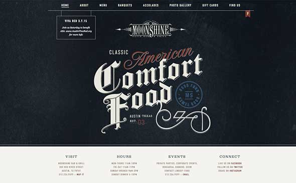Moonshine Grill Retro Style Website Designs