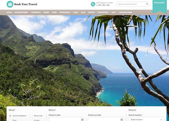 book your travel online booking wordpress theme preview