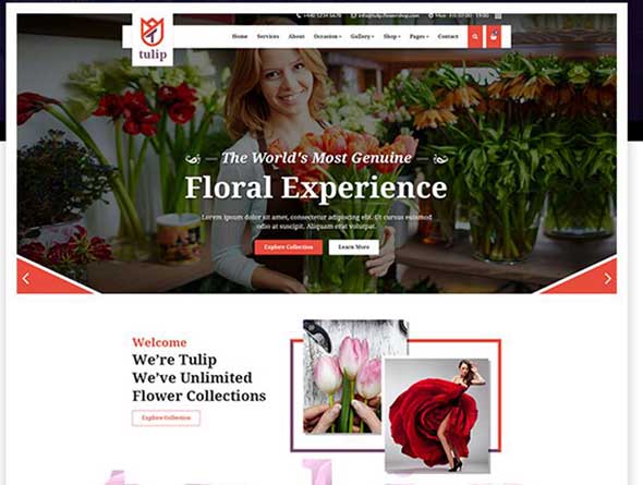 tulip flower shop gardening service wordpress theme