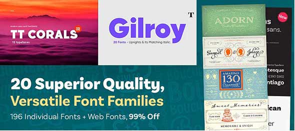 20 Amazing, Professional Font Families at 99% Off