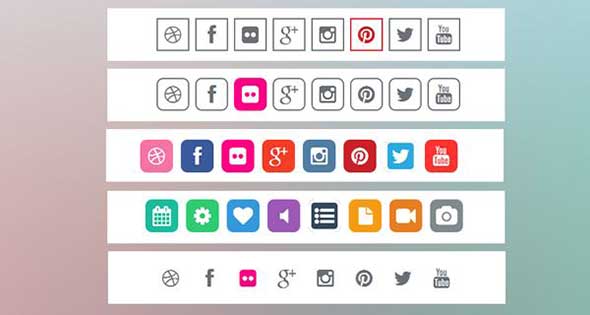 css social media icons flat color 