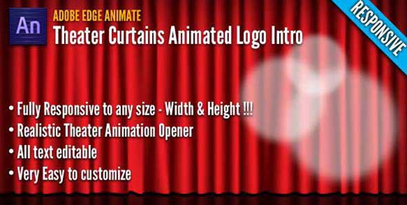 theater curtains animated logo