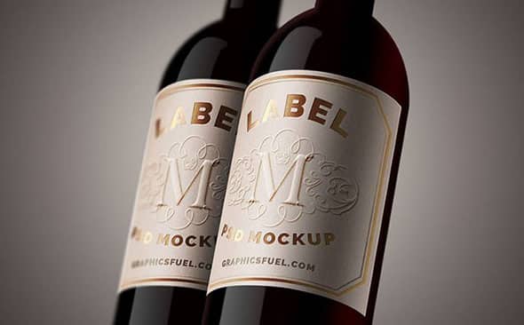 wine bottle label mockup psd