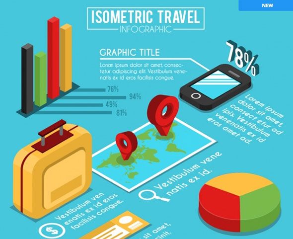 Isometric-travel-infographic-with-colorful-objects-Vector