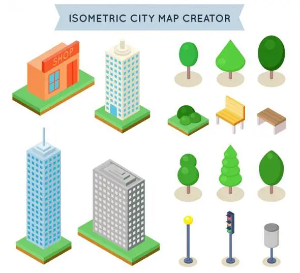 Isometric-elements-to-create-a-city-Vector