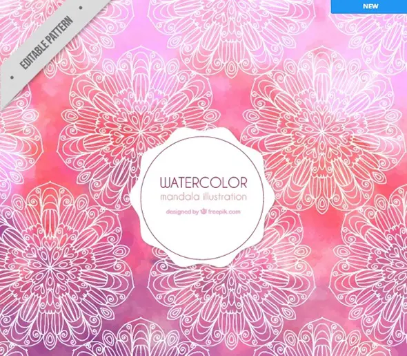 Pink-watercolor-background-with-floral-sketches-Vector-_-Free-Download