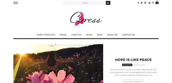 Caress white website design