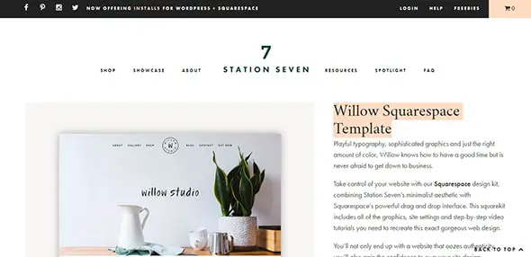 Willow Squarespace Template white website design