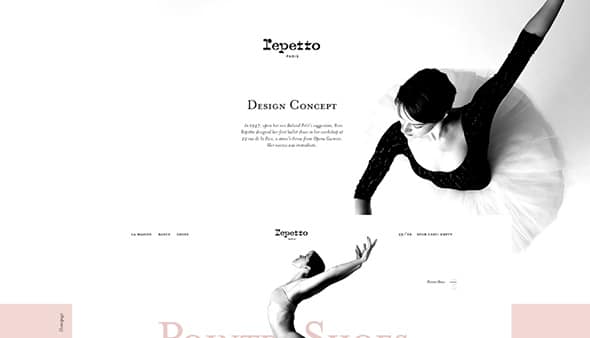 Repetto Design Concept white website design