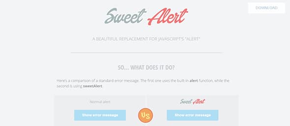 SweetAlert JavaScript notification plugins 