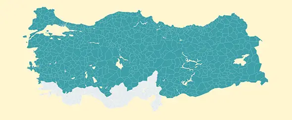 Interactive Vectorel Turkey Districts Map