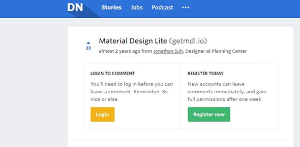 Material Design Lite – Designer News