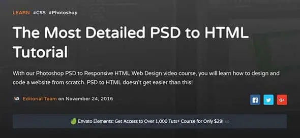 den mest detaljerede PSD til HTML-Tutorial
