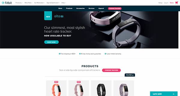 Fitbit - example of proper eCommerce design