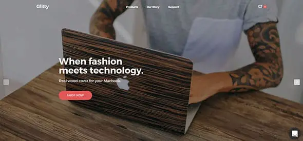 Glitty – Wooden accessories for MacBook, iPhone & iPad Minimal Websites