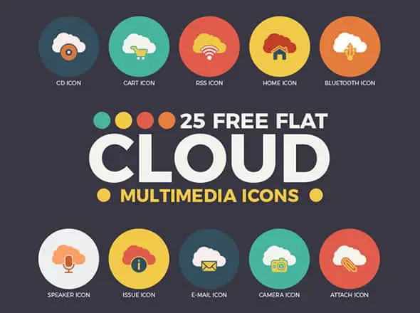 25 Free Flat Cloud Multimedia Web Icons by Graphic Google
