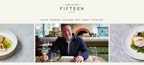 Jamie Oliver’s Fifteen food Website Designs