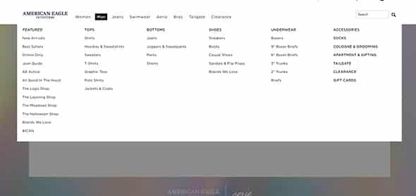 American Eagle Drop Down Menu Designs