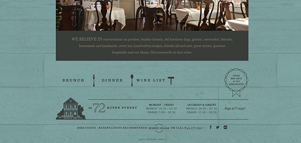 Poogans's Porch Restaurant Footer Design