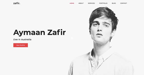 17 Zafir - One Page Portfolio Template