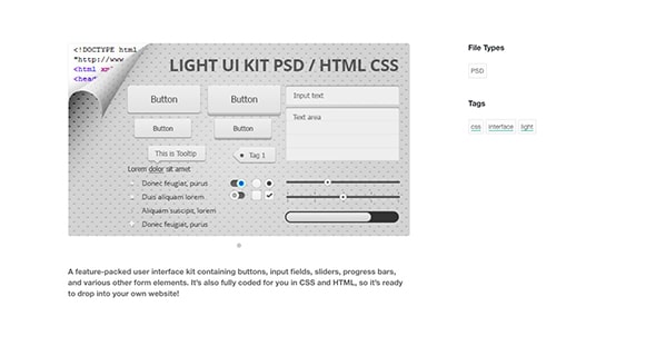 11 Light UI Kit in CSS & HTML