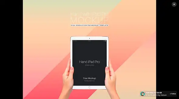 14 iPad Pro PSD mockup held by hands
