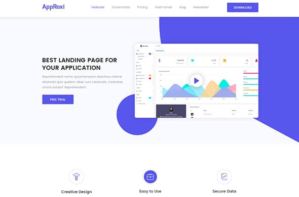 17 AppRoxi - App, Software & SAAS Landing Page PSD Template