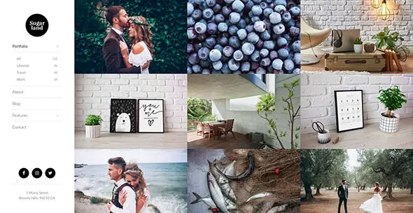 13 Sugarland – Contemporary Portfolio for Creatives that Stands Out WordPress Theme