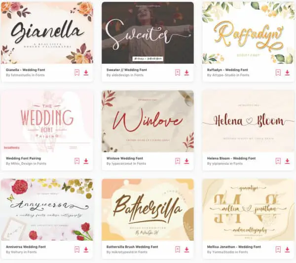 Envato Wedding Font Collection