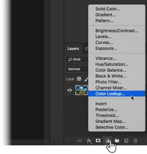color lookup adjustment layers 