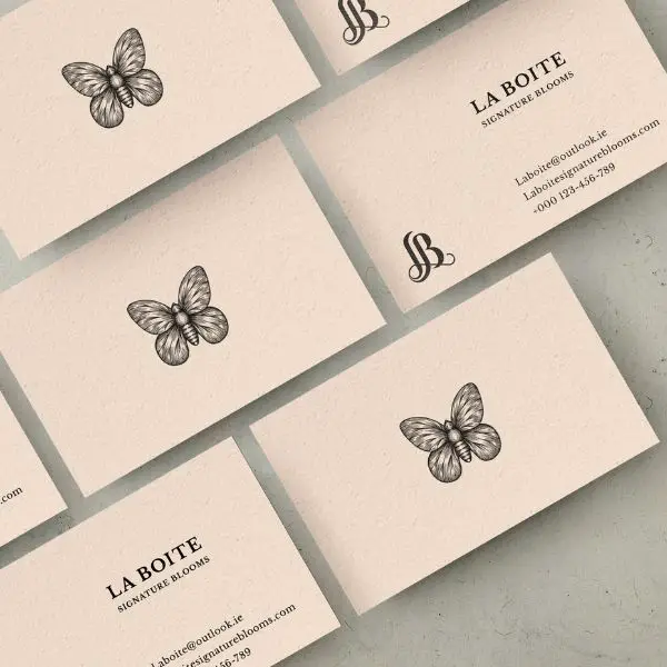 business cards with hand illustrations