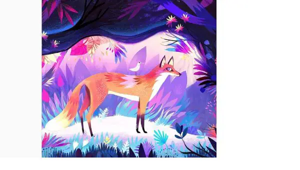 Colorful illustration of the fox