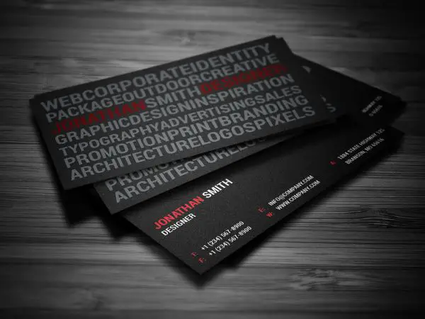 big typography business cards