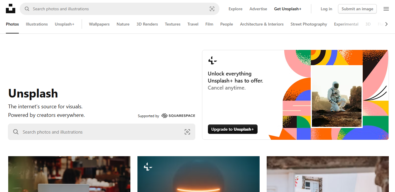 amazing graphic design websites - unsplash