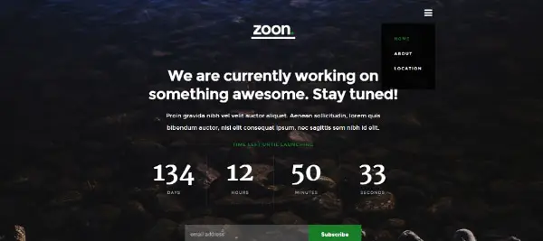 Free Cool Coming Soon Website Templates: Zoon