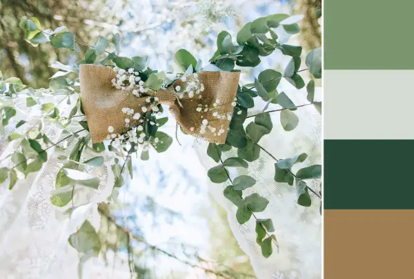 Perfect wedding website color combinations: Monochrome Green