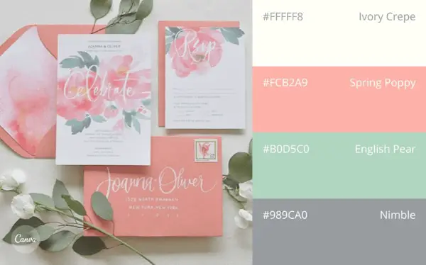 Perfect wedding website color combinations: Multipurpose Pastel